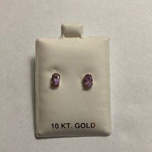 10K Yellow Gold and Amethyst Post Earrings